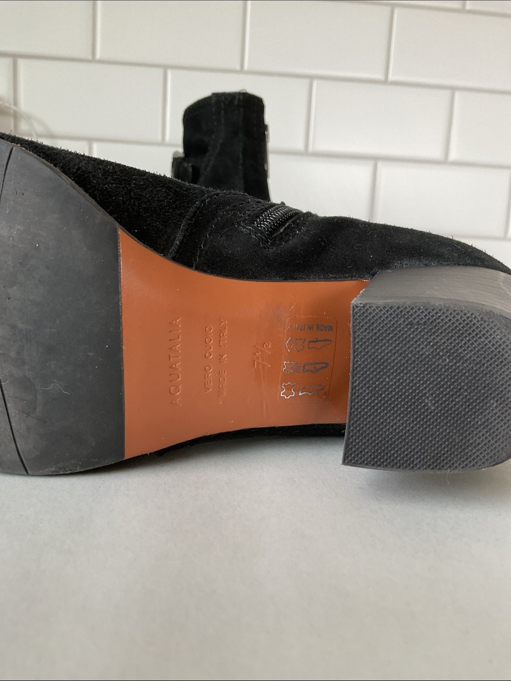 AQUATALIA Black Suede Ankle Booties with Side Buckle - Picture 11 of 13